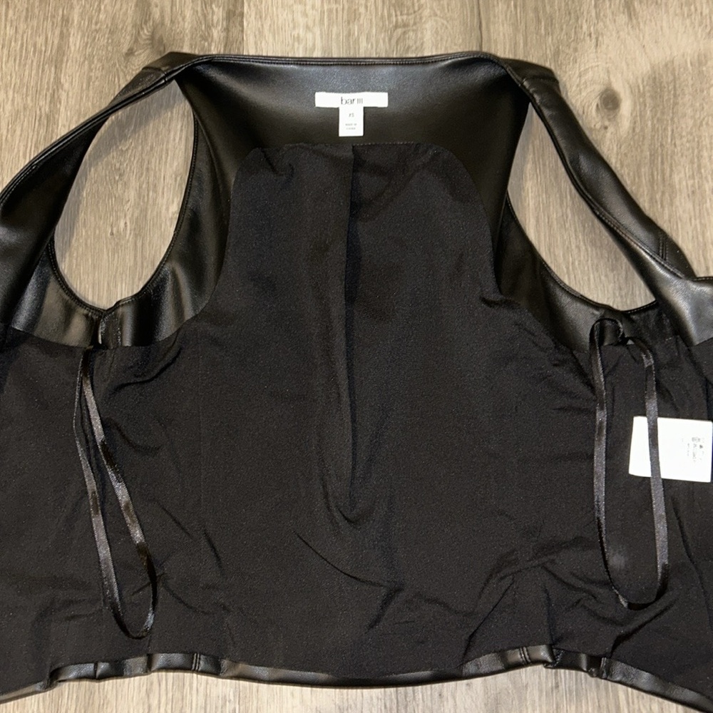 💜Firm Price💜 Bar III button up faux leather tank top - Picture 10 of 11